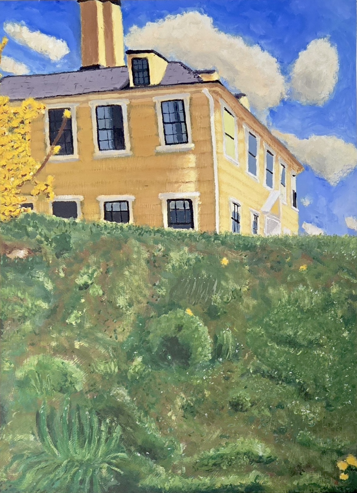 An image of Nat's painting of the Bellingham-Cary House